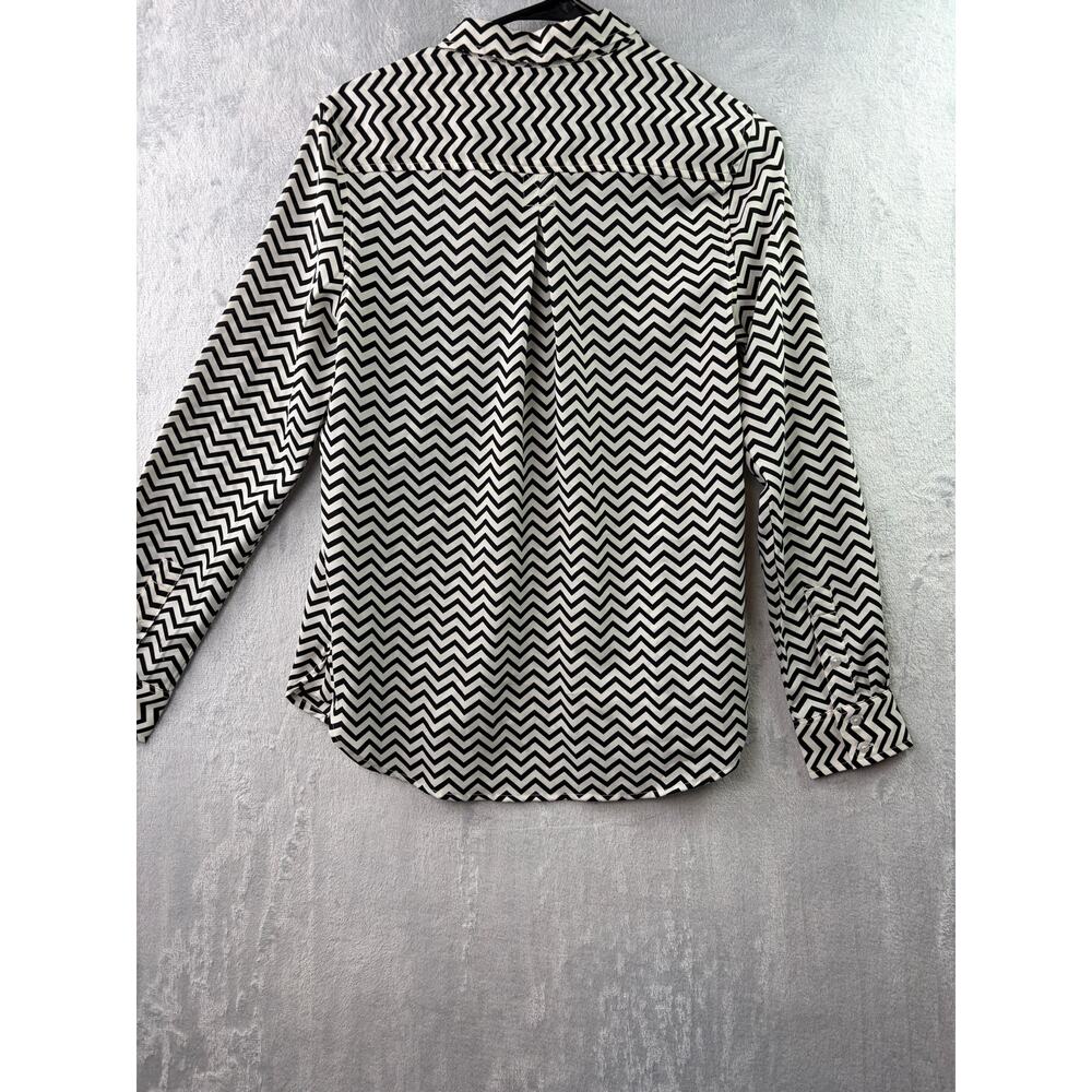 American Eagle Sheer Chevron Button-Down Blouse – Black & White – Size S - Picture 2 of 5